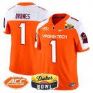 Kyron Drones  #1 Virginia Tech Hokies 2026 Duke's Mayo Bowl Patch Stitched Orange Alternate