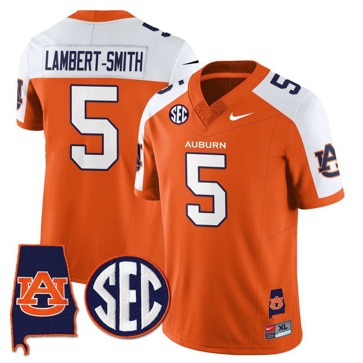Lambert-Smith  #5 Auburn Tigers Alabama Patch Vapor Stitched Orange Alternate