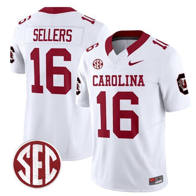 LaNorris Sellers  #16 South Carolina Gamecocks 1980 Throwback Rebrand 2026 Stitched White