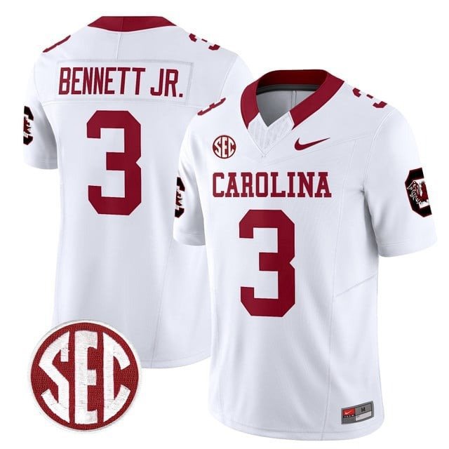 Mazeo Bennett Jr.  #3 South Carolina Gamecocks 1980 Throwback Rebrand 2026 Stitched White