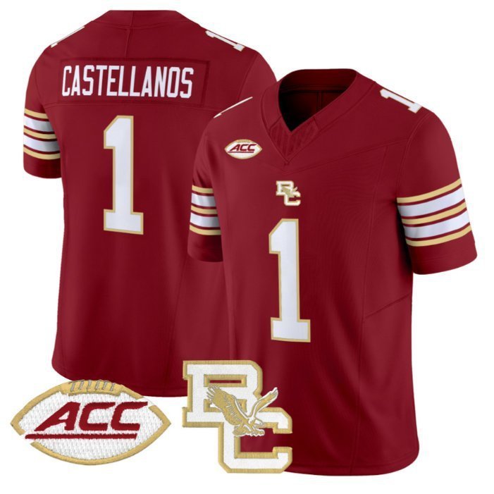 Men  Women  Youth's Thomas Castellanos  #1 Boston College Eagles 2026 Vapor Stitched Maroon