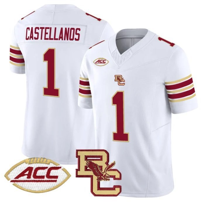Men  Women  Youth's Thomas Castellanos  #1 Boston College Eagles 2026 Vapor Stitched White
