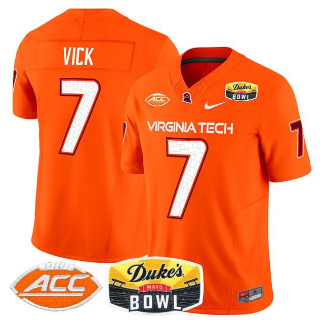Michael Vick  #7 Virginia Tech Hokies 2026 Duke's Mayo Bowl Patch Stitched Orange