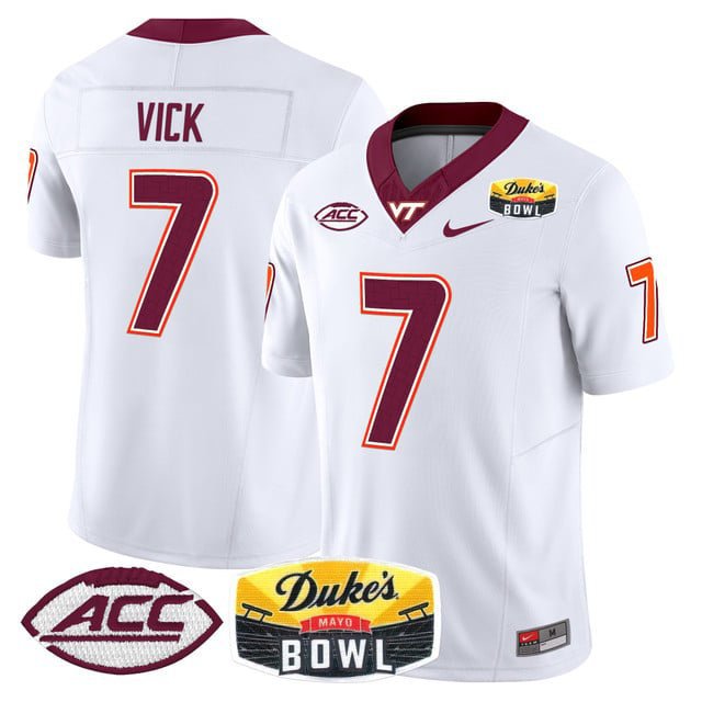 Michael Vick  #7 Virginia Tech Hokies 2026 Duke's Mayo Bowl Patch Stitched White
