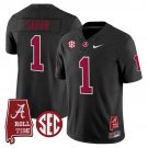 Nick Saban  #1 Alabama Crimson Tide Throwback Vapor Alabama Map Stitched Black
