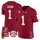 Nick Saban  #1 Alabama Crimson Tide Throwback Vapor Alabama Map Stitched Crimson