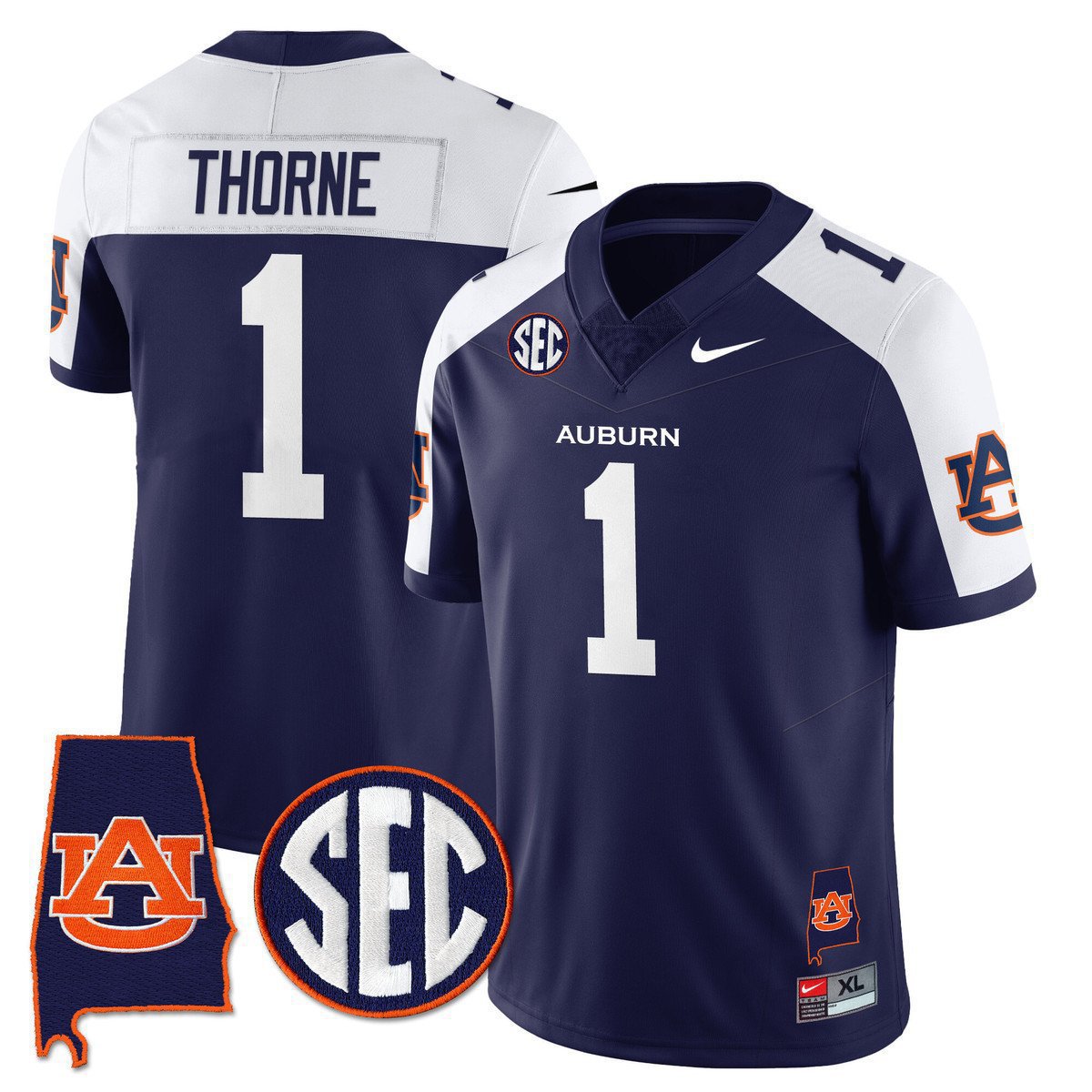 Payton Thorne  #1 Auburn Tigers Alabama Patch Vapor Stitched Navy Alternate