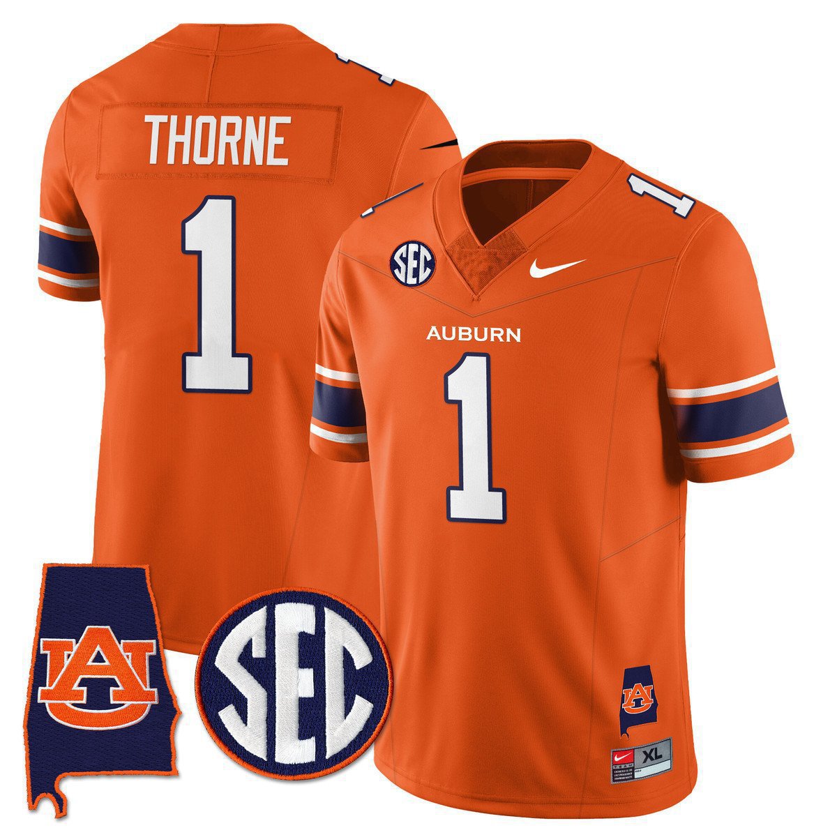 Payton Thorne  #1 Auburn Tigers Alabama Patch Vapor Stitched Orange