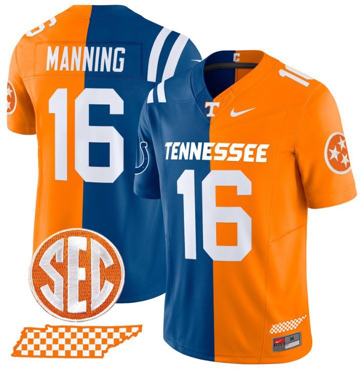 Peyton Manning  Colts #16 Tennessee Volunteers Split Vapor Football