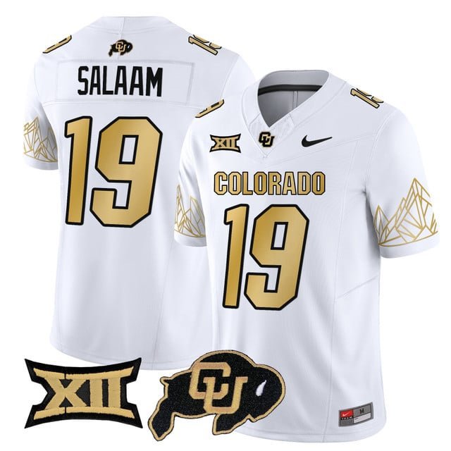Rashaan Salaam  #19 Colorado Buffaloes Vapor Limited V4 - Big 12 XII Patch Stitched White 2