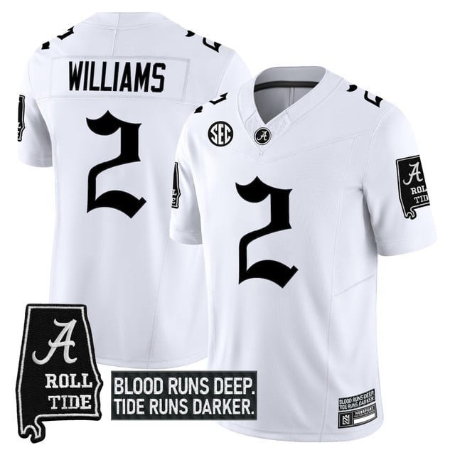 Ryan Williams  #2 Alabama Crimson Tide Gothic Bama Blood Edition Vapor Stitched White