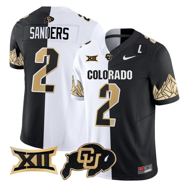 Shedeur Sanders  #2 Colorado Buffaloes Vapor Limited V4 - Big 12 XII Patch Stitched Stripeout