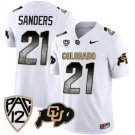 Shilo Sanders  #21 Colorado Buffaloes Arch Smoke Vapor White - All Stitched