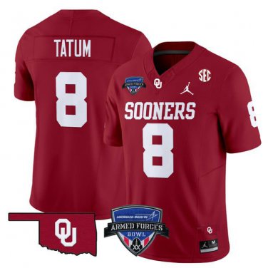 Taylor Tatum  #8 Oklahoma Sooners 2026 Armed Forces Bowl Patch Vapor Stitched Red