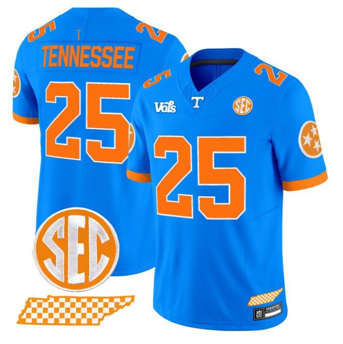 Tennessee  #25 Tennessee Volunteers Blue Blaze Edition Stitched