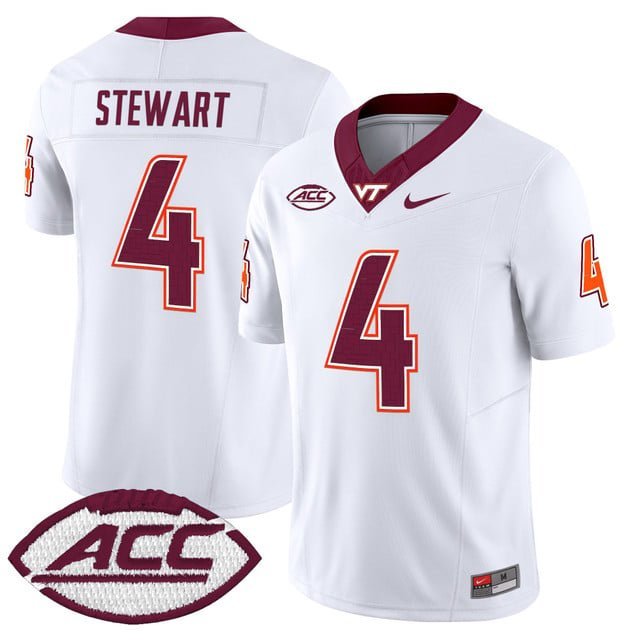 Terion Stewart  #4 Virginia Tech Hokies 2026 Vapor Limited White - All Stitched