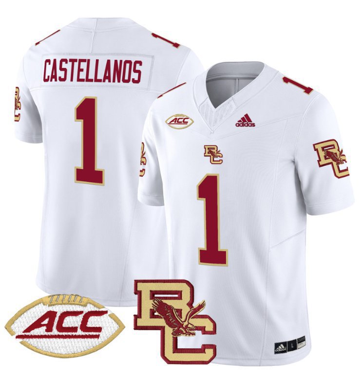 Thomas Castellanos  #1 Boston College Eagles 2024 Stitched White