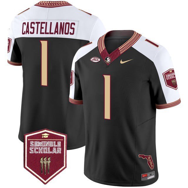 Thomas Castellanos  #1 Florida State Seminoles 2026 Seminole Scholar Patch Black Alternate