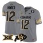 Travis Hunter  #12 Colorado Buffaloes Vapor Limited V4 - Big 12 XII Patch Stitched Gray
