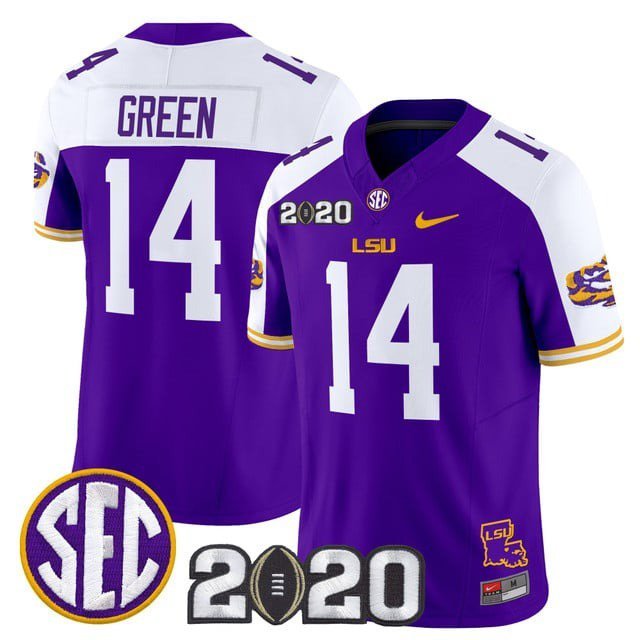 Trey'Dez Green  #14`LSU Tigers 2020 National Champions Vapor Limited Stitched Purple Alternate
