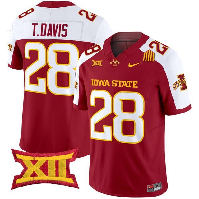 Troy Davis  #28 Iowa State Cyclones 2026 Vapor Limited Football Stitched Cardinal Alternate