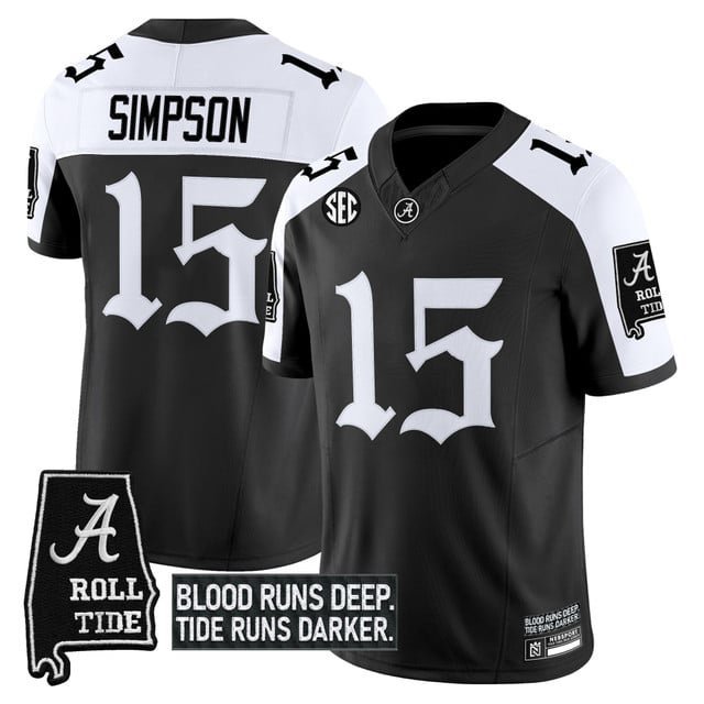 Ty Simpson  #15 Alabama Crimson Tide Gothic Bama Blood Edition Vapor Stitched Alternate