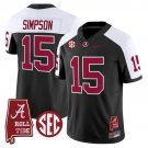 Ty Simpson  #15 Alabama Crimson Tide Throwback Vapor Alabama Map Stitched Black Alternate
