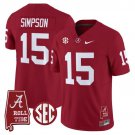 Ty Simpson  #15 Alabama Crimson Tide Throwback Vapor Alabama Map Stitched Crimson