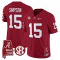 Ty Simpson  #15 Alabama Crimson Tide Throwback Vapor Alabama Map Stitched Crimson