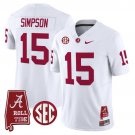 Ty Simpson  #15 Alabama Crimson Tide Throwback Vapor Alabama Map Stitched White