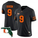 Tyler Baron  #9 Miami Hurricanes Florida Map Patch Vapor Premier Limited Stitched Black