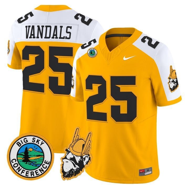 Vandals  #25 Idaho Vandals 1975 Throwback Limited Stitched Gold Alternate
