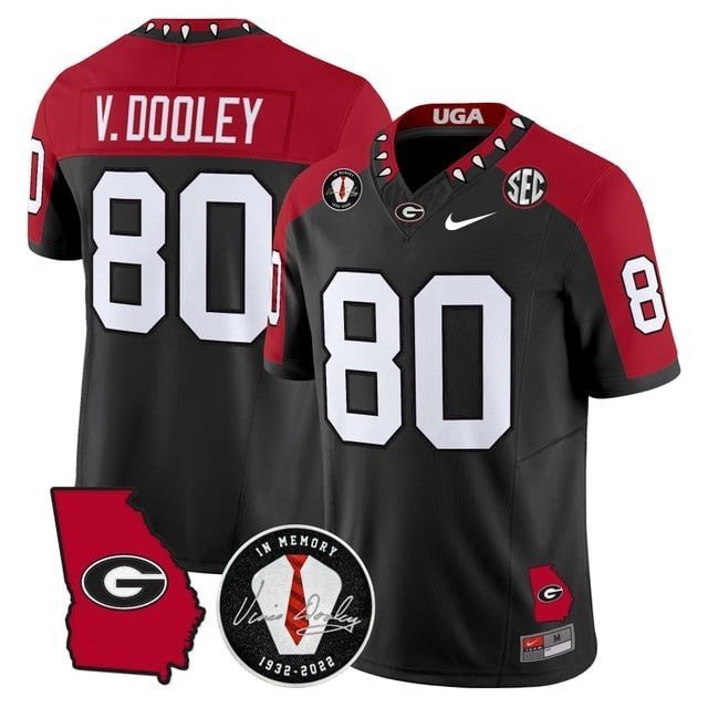 Vince Dooley  #80 Georgia Bulldogs 2026 Color Sleeves Vapor Limited Stitched Black Special