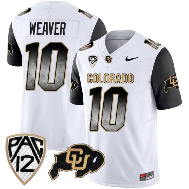 Xavier Weaver  #10 Colorado Buffaloes Arch Smoke Vapor Black Sleeves - All Stitched