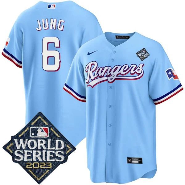 2026     josh jung  rangers 6 world series jersey light blue