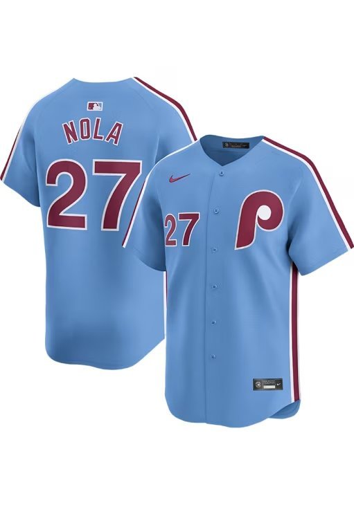 2026    aaron nola  phillies 27   baseball  jersey blue