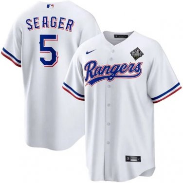 2026    Corey Seager Rangers 5 world series jersey white