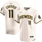 2026    jackson chourio  brewers 11  baseball jersey  cream