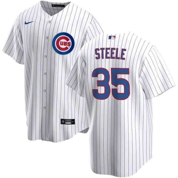 2026    justin steele  cubs 35  jersey  white pinstripe