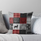 Adventure Awaits Patchwork - Red And Black Woodland Pillow