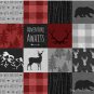 Adventure Awaits Patchwork - Red And Black Woodland Pillow