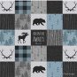 Adventure Awaits Patchwork - Blue, Grey And Black Pillow