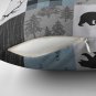 Adventure Awaits Patchwork - Blue, Grey And Black Pillow