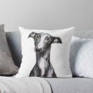 Beautiful Black Greyhound Looking Soulful Pillow