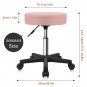 Adjustable Height Pink PU Leather Rolling Salon Stool with Wheels - KKTONER