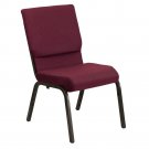 HERCULES Series Stacking Church Chair - 18.5''W Burgundy Fabric with Gold Vein F