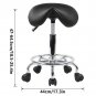 Adjustable KKTONER PU Leather Rolling Saddle Stool with Wheels - Comfortable