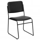 HERCULES Series Heavy-Duty Black Vinyl Stackable Chair with Sled Base - Versatil