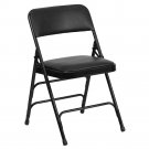 HERCULES Series Curved Triple Braced Black Vinyl Folding Chair