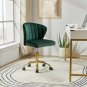 Adjustable Velvet Task Chair with Gold Casters, Compact Swivel Desk Chair for Ho